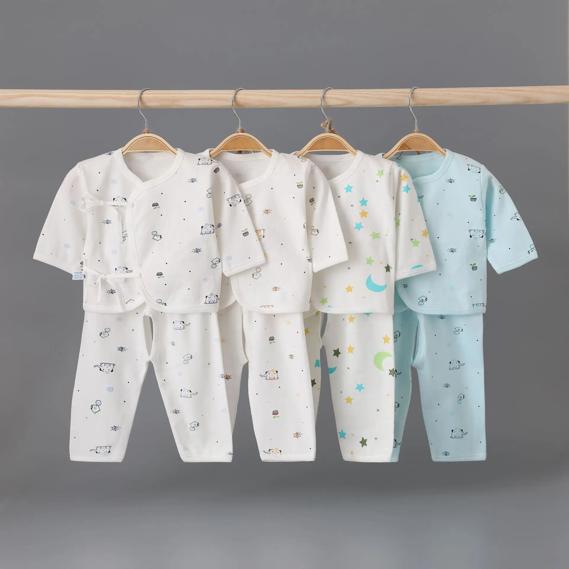 Newborn Baby Clothes Boy Girl Infant Suit Long Sleeve Cotton Tops+Pant 2Pcs Set Soft Underwear Toddler Sleepwear Children A555