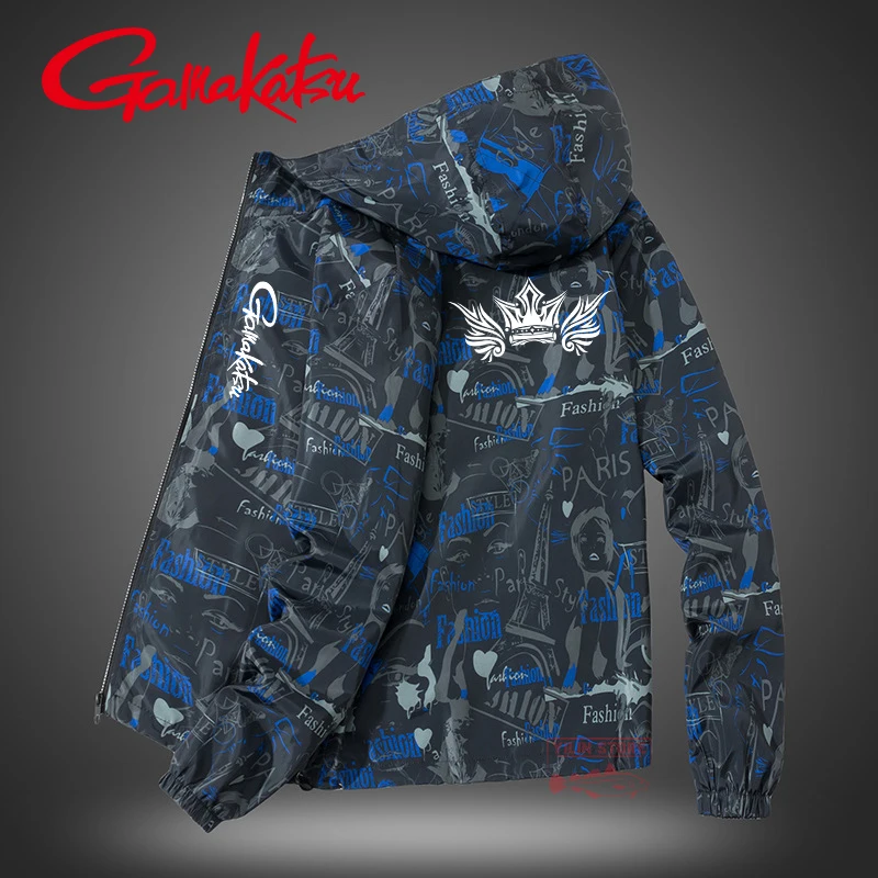 

Gamakatsu Spring Autumn Waterproof Fishing Suit Men's Thin Hooded Windproof Fishing Jacket Breathable Quick Dry Fishing Clothes