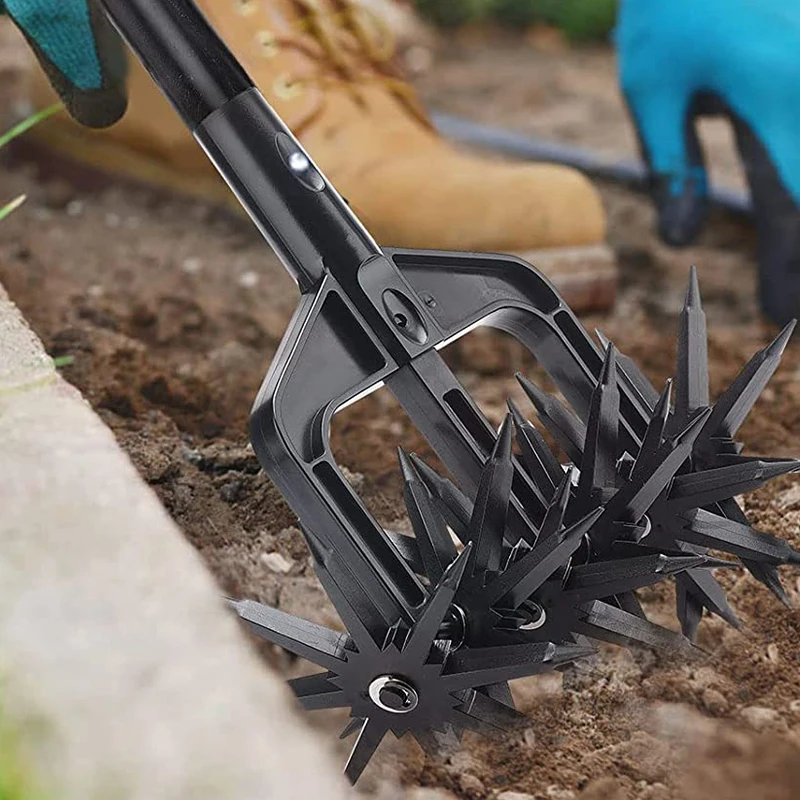 

New Manual Rotary Cultivator Tool Soil Scarifier Turfing Tool Lawn Scarifier Garden Scarifier Rotary Tiller Scarifier Artifacts