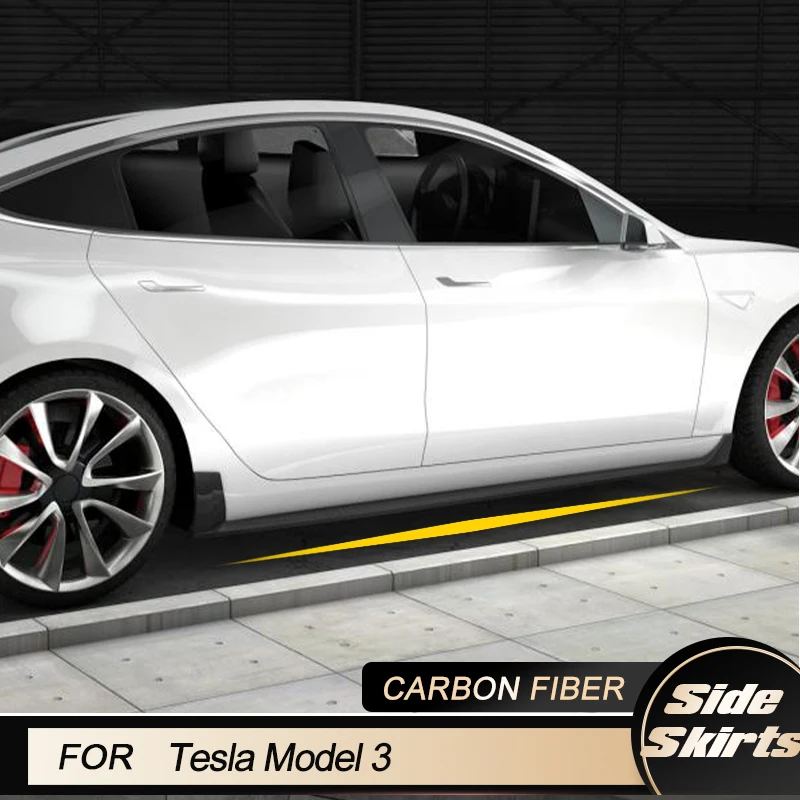 

Боковые удлинители для Tesla Model 3 Sedan 4-дверные 2017-2019, боковые бамперы для гоночных дверей, защитные накладки из углеродного волокна