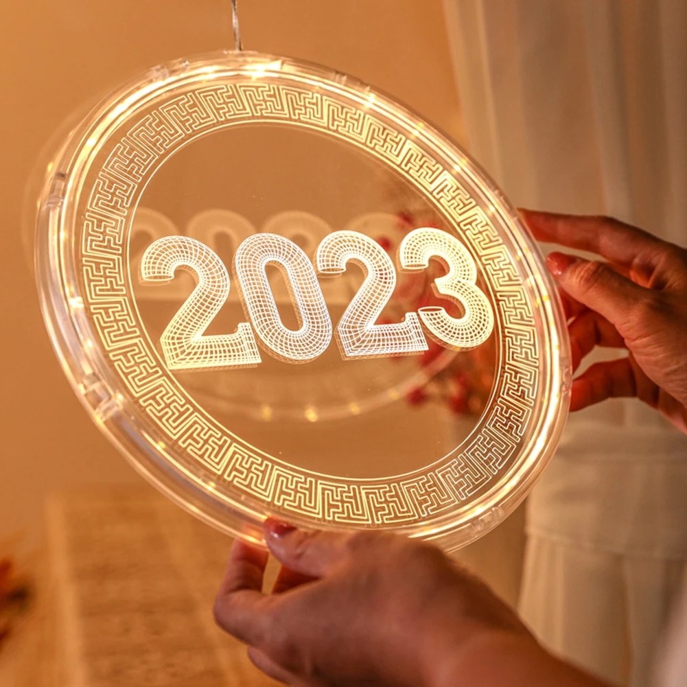 

LED Disc Hanging Lamp Battery Powered New Year Round Hanging Light Portable Hanging Light Ornaments Multipurpose for Home Party