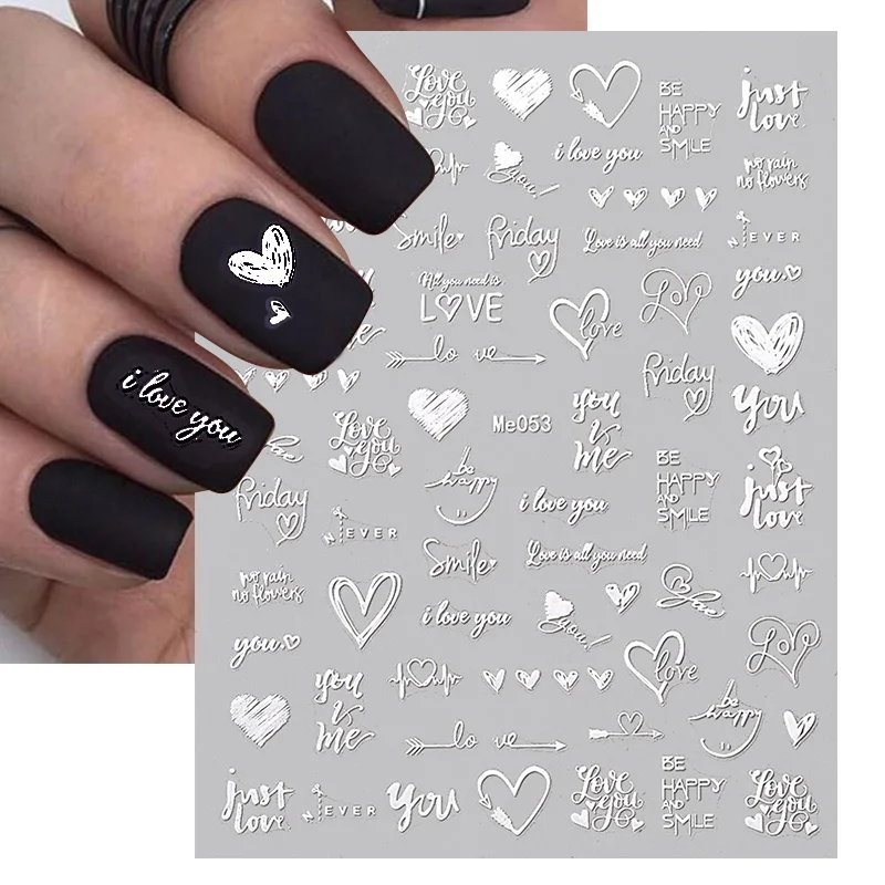 1PCS 3D Laser Heart Letter Nail Sticker Nail Art Decoration Flower Star Nail Accessories Decal Stickers Nail Supplies Nail Parts 2