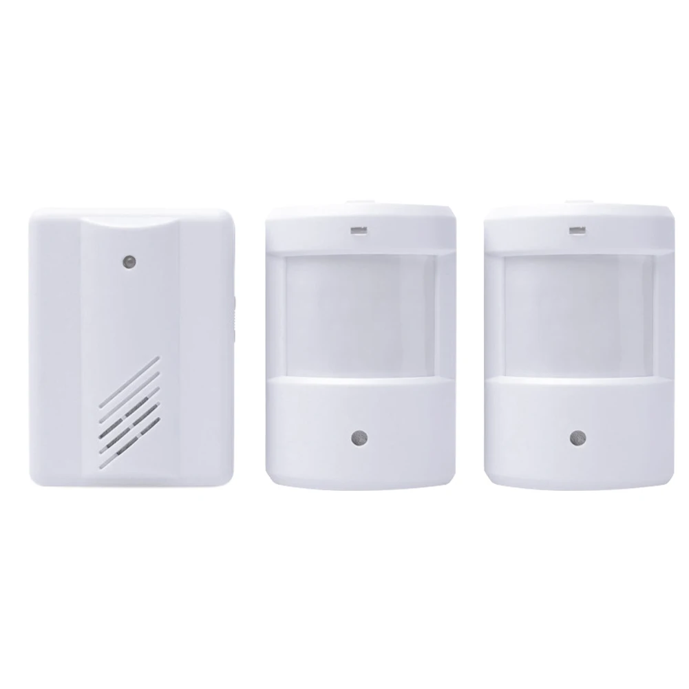 

100m Range Hotel Stable Signal Shop Security Battery Powered For Home Adjustable Volume 2 Sensors 1 Receiver Wireless Doorbell