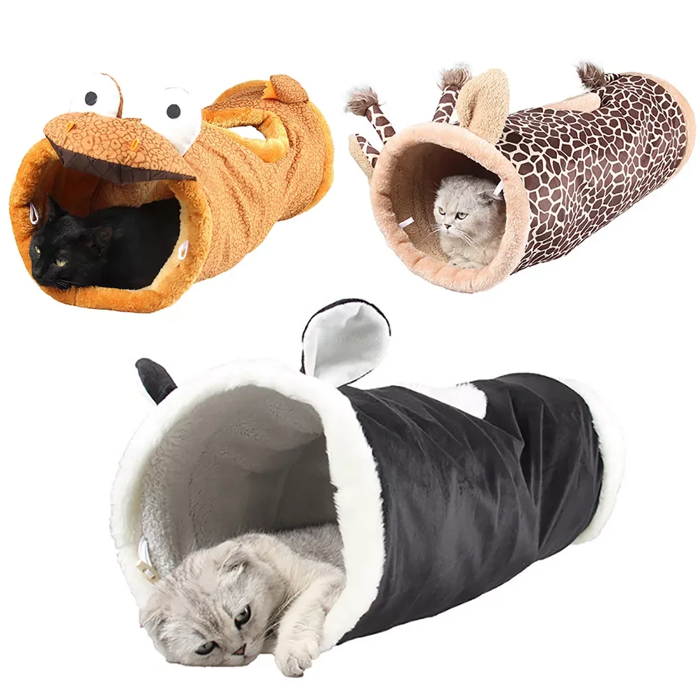 

NEW High Quality Folding Channel Dinosaur Giraffe Black Cat Tunnel Pet Cat Bed Small Dog Puppy Kennel Cat Sleeping Bag Warm Nest