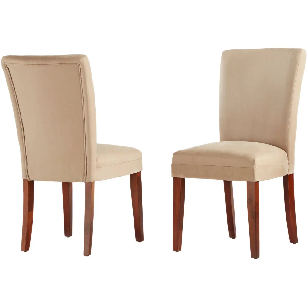 

Parson Upholstered Dining Chairs, Set of 2, Peat/Cherry Finish Beige 26.00 X 19.00 X 38.00 Inches