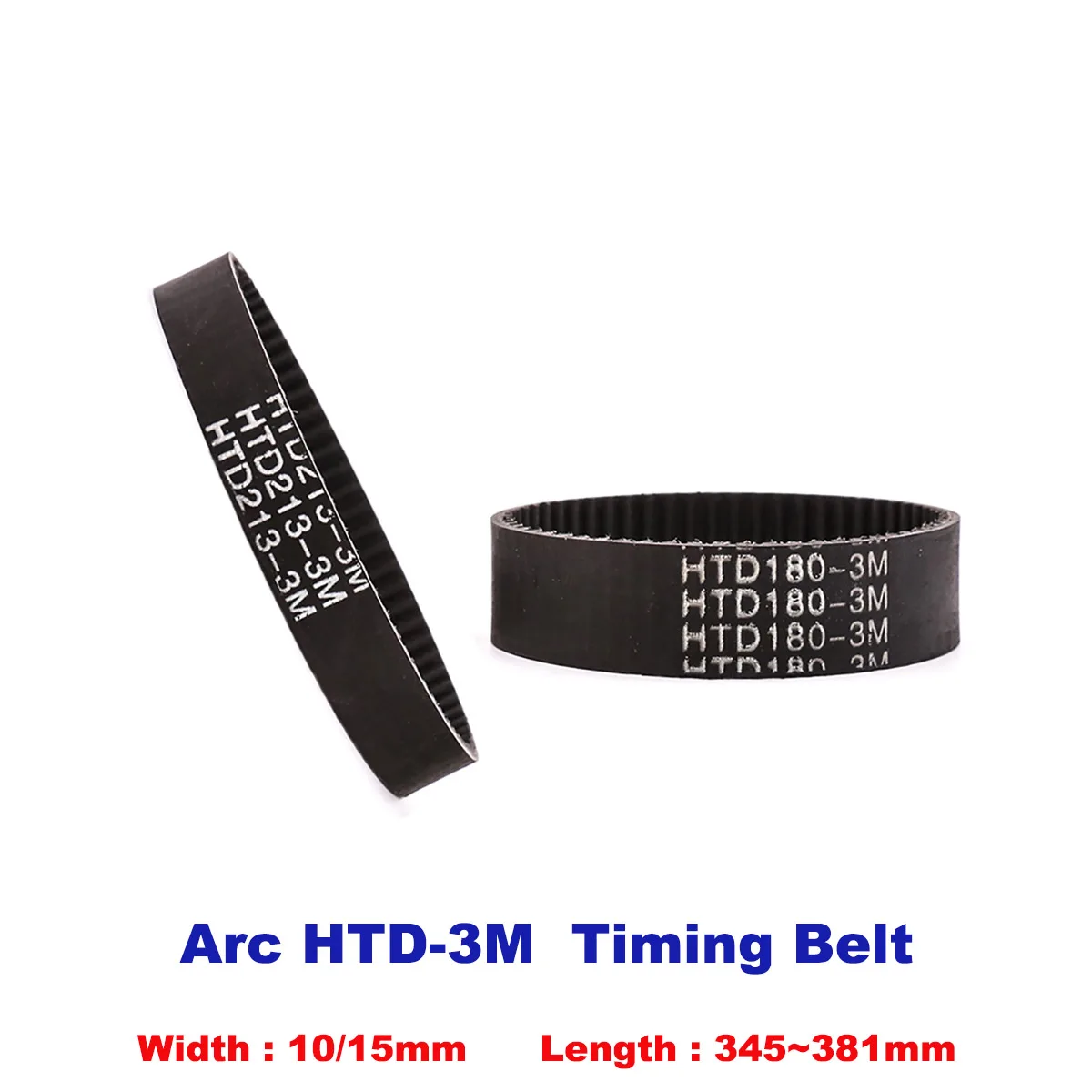

Arc HTD-3M Timing Belt Black Rubber HTD3M Synchronous Pulle Length 345/348/351/354/357/360/363/366/369/375/381mm Width 10mm 15mm