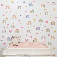 4pcs 30 x 20cm pvc wall stickers rainbow stars love self adhesive wall decals for girls boys baby bedroom nursery wall decor