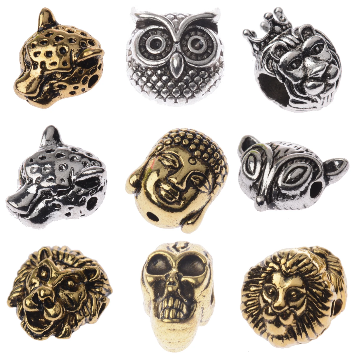 

30pcs/lot Random Mix Vintage Lion Elephant Buddha Head Animal Beads For DIY Necklace Bracelets Jewelry Handmade Making