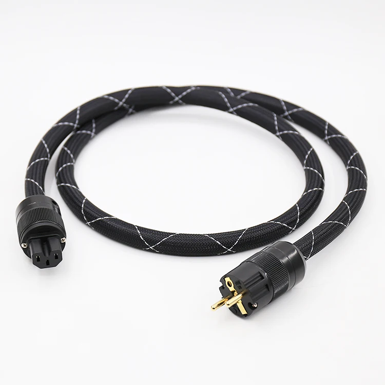 

8N медный кабель питания SCHUKO с позолоченным Европейским разъемом, вилка для ЕС и США, кабель питания Hi-Fi, кабель питания для DVD, CD-плеера, усили...