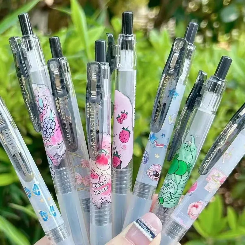 

New Zebra Exclusive Black Fragrance Neutral Pen JJ15 Fruit Party Butterfly Transparent Rod Pushing Scroller 0.5MM Cute Pens