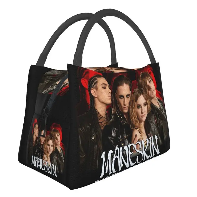 

Rock Roll Band Italy Insulated Lunch Bags for Camping Travel Maneskin Portable Cooler Thermal Bento Box Women