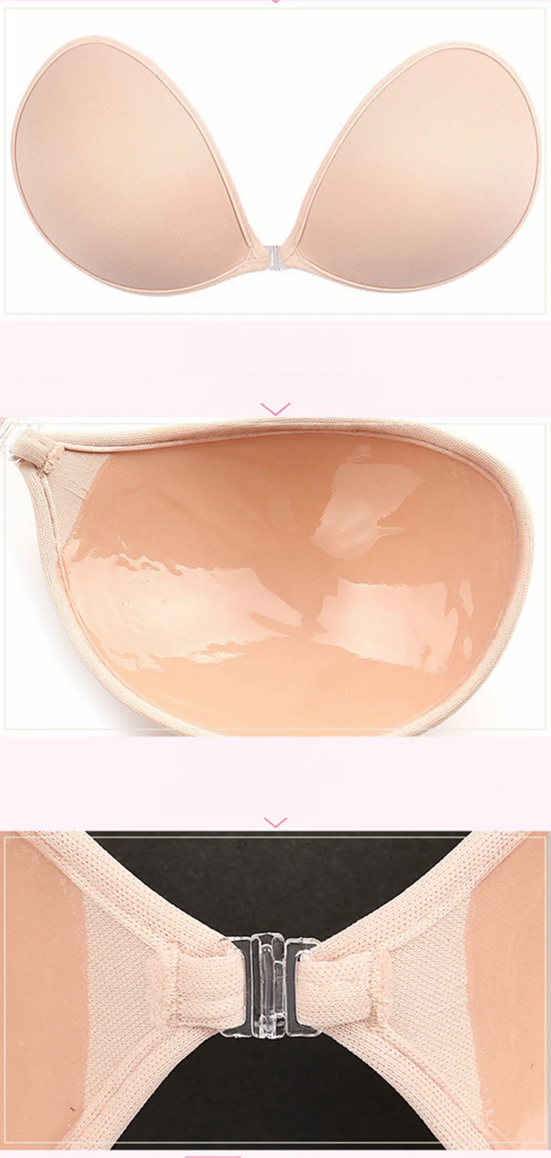 2PCS Silicone Invisible Bras Strapless Magic Push Up Adhesive Bra Sticky BH Backless Lingerie for Wedding Dress Underwear - купить по