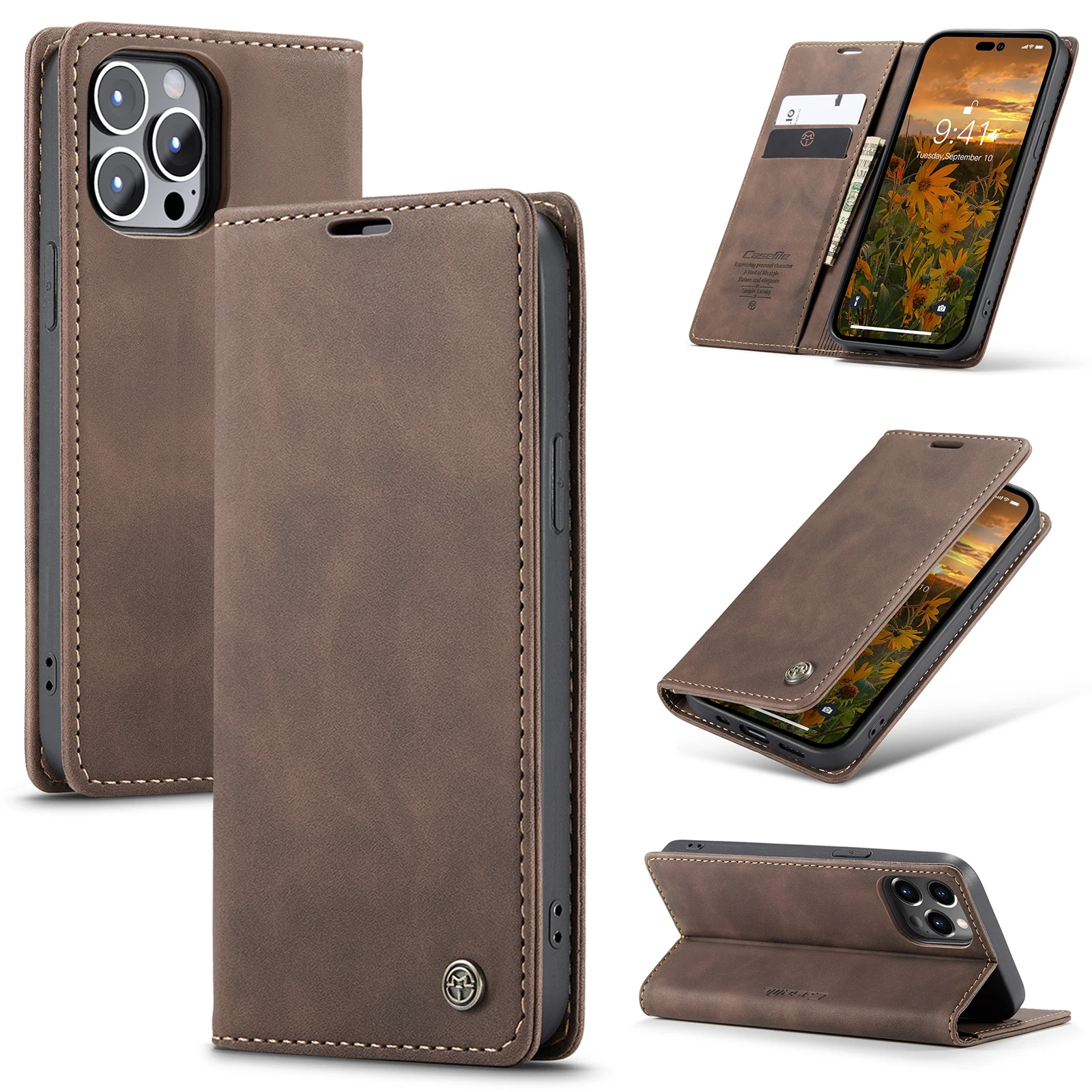 

CaseMe Case For APPLE iPhone 14 13 12 11 Pro Max Luxury Leather Wallet Magnet Case for iPhone 13 Mini XS MAX SE2020 SE3 7 8 PLUS