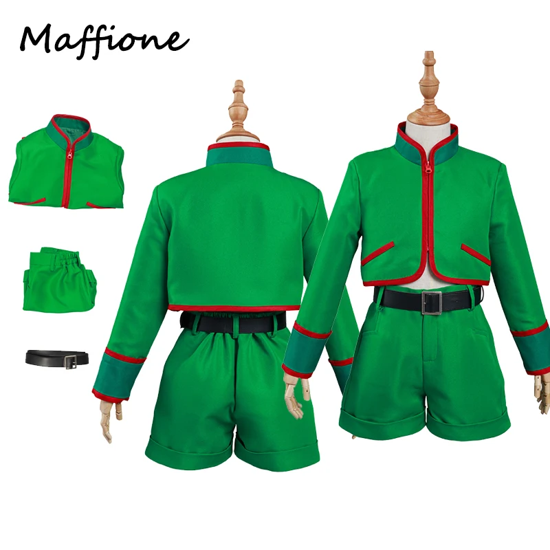 

Kids Anime Hunter x Hunter Cos Gon Freecss Cosplay Costume Outfits Green Top Pants Full Set Clothing Halloween Carnival Suit