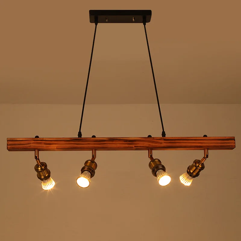 Retro loft industrial chandelier restaurant bar hot pot coffee shop wooden chandelier clothing shop background wall Droplight