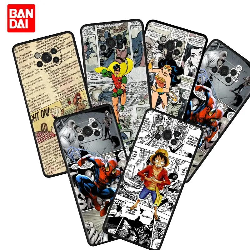 

Cartoon Comics Newspaper Case for Xiaomi Mi Poco X3 NFC F3 Redmi Note 9s 9 9A 9C 8 10 11 9T 8T 10T K40 Pro Plus Bag Cover Back