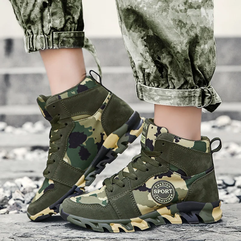 

Fashion Camoflage Sneakers Men's Mountaineering Invsible Heel Canvas Casal Shoes Men's Thick Sole Sneakers Wedge Plus Size 35-44