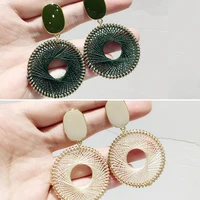 1 pair korean style geometric round diamond earrings female temperament ear hook flower earrings statement jewelry gifts