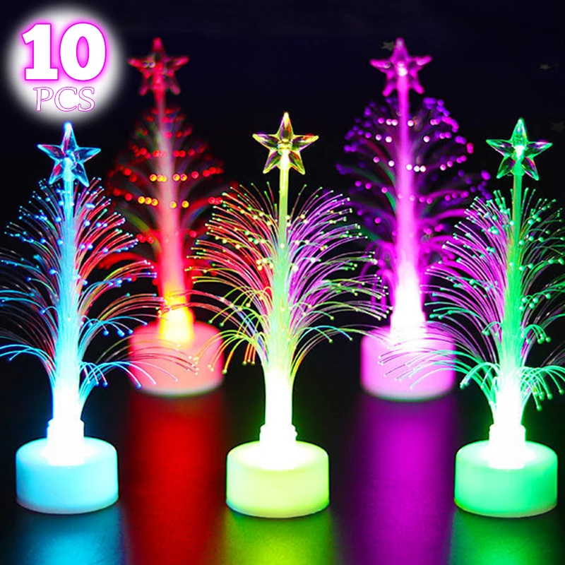 

LED Christmas Fiber Optic Tree Night Light Colorful Mini Flash Xmas Tree Lamp Children Gift For Home Bedroom Holiday Party Decor