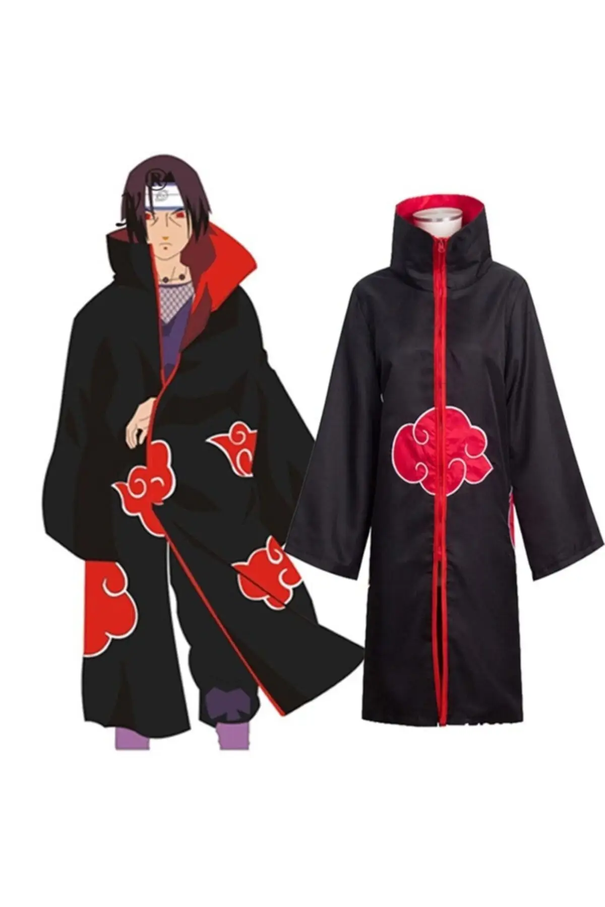 

Women's Kimono Black Naruto Shippuden: Akatsuki Clouds Cloak Fashion Dressing Gown Gown Gown Summer 2022