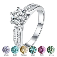 wholesale moissanite ring 1 3 carat blue green pink red yellow diamond rings 2023 new trend s925 silver inlay jewelry for women