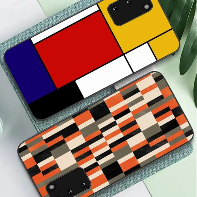 

Bauhaus style abstract piet mondrian Phone Case for Samsung S10 21 20 9 8 plus lite S20 UlTRA 7edge