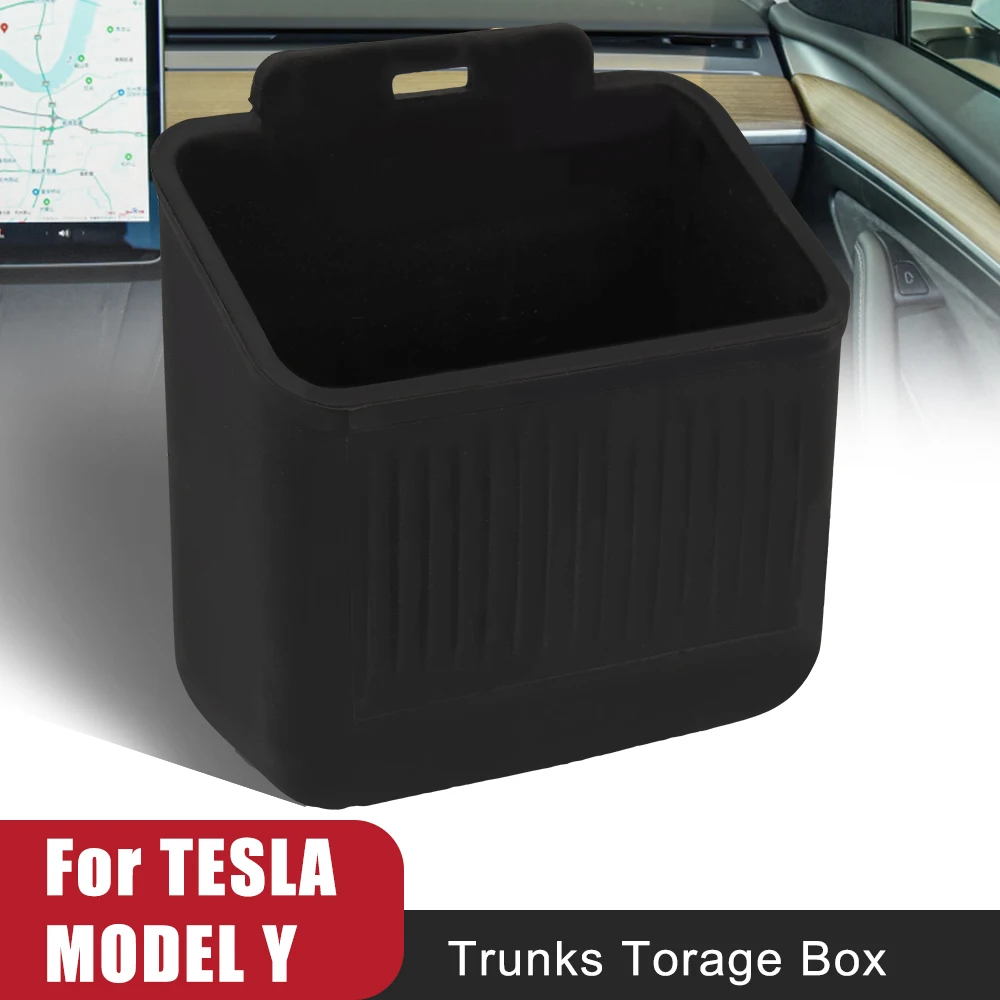 

TPE Auto Interior Accessories Universal Parts Black New Easy Install Bag For Tesla Model Y Storage Box Hidden