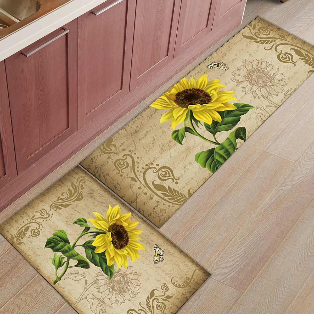 

2 шт./комплект, кухонный коврик с рисунком подсолнухов и бабочек