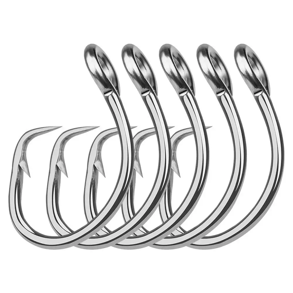 

5pcs 1/0#-16/0# Anticorrosion Stainless Steel Saltwater Ocean Boat Fishing Hooks Circle Hook 1Tuna Shark Fishhook Accessories