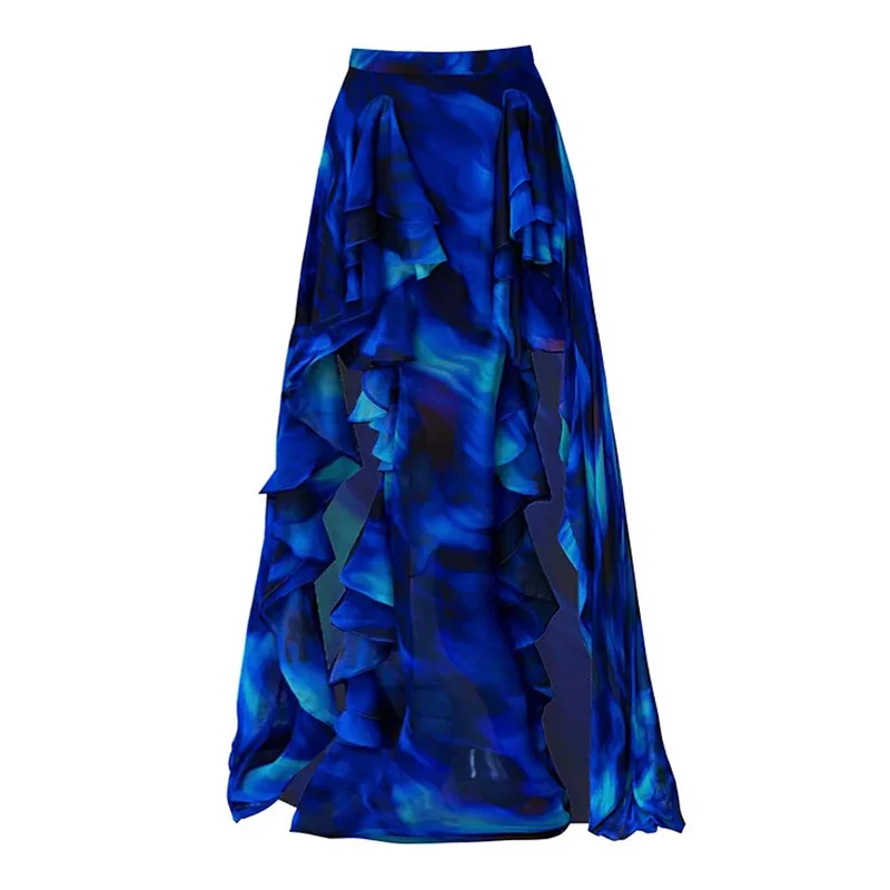 Синий сексуальный слитный купальник с эффектом пуш-ап и юбка женский оборками