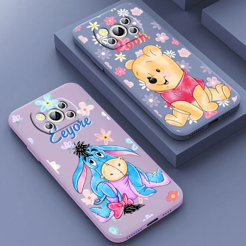 

Disney Winnie the Bear For Xiaomi POCO C50 C40 X4 M5S F4 M4 X3 F3 M3 C3 Pro GT NFC 4G 5G Liquid Rope Silicone Phone Case