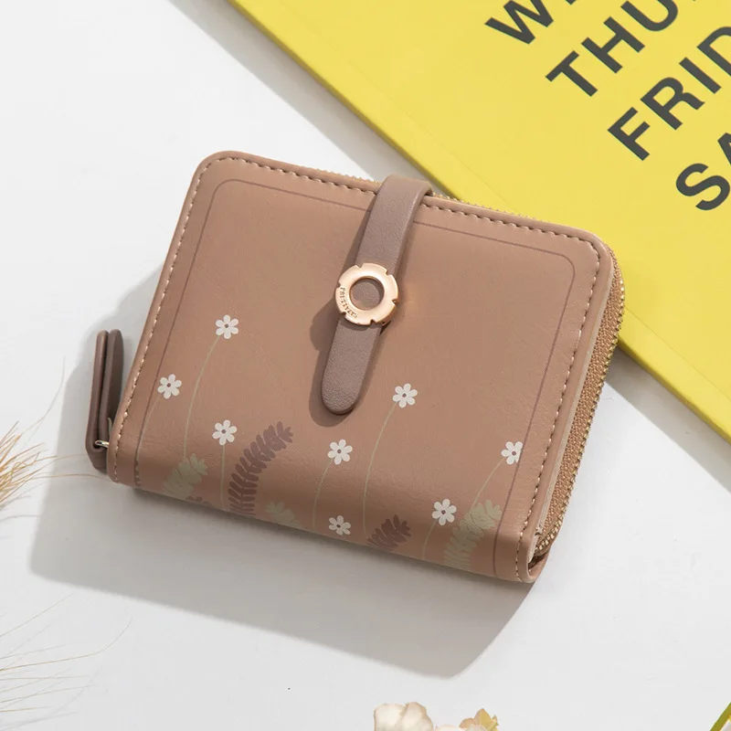 Fashion New Women PU Leather Printed Zipper Cute Short Wallet Buckle Student Coin Purse | Wallets