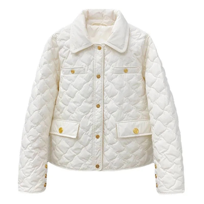 2023 Winter New Casual Down Jacket South Korean Fashion Little Fragrance Coats Sweet Fresh White Duck Lapel Top Loose Parkas