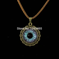blue evil eye frost leather necklace dragon eyeball art picture glass cabochon dome necklace eye pendant dragon jewelry l 075