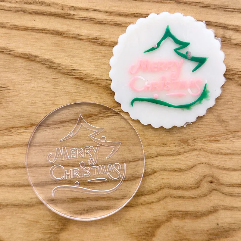 Инструмент для торта 3 дюйма акриловый штамп печенья с Рождеством демонтаж в виде