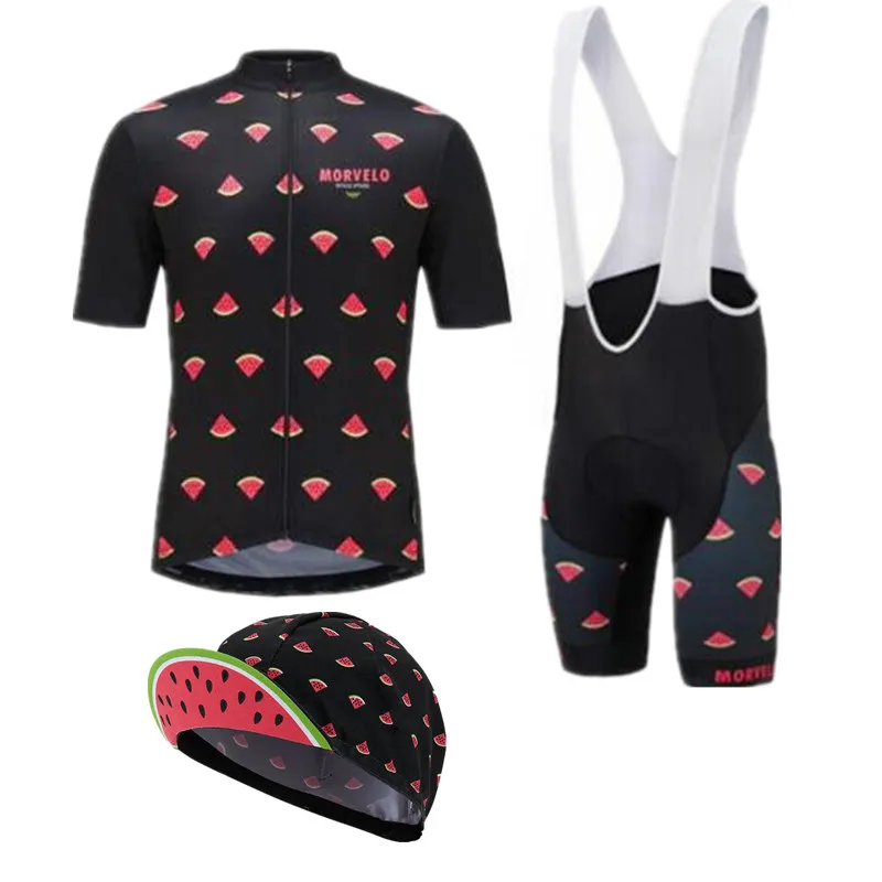

Morvelo watermelon Cycling Jersey sets+caps short sleeve Racing Bike Cycling Clothing Men's Cycle Clothes Wear Sportswear