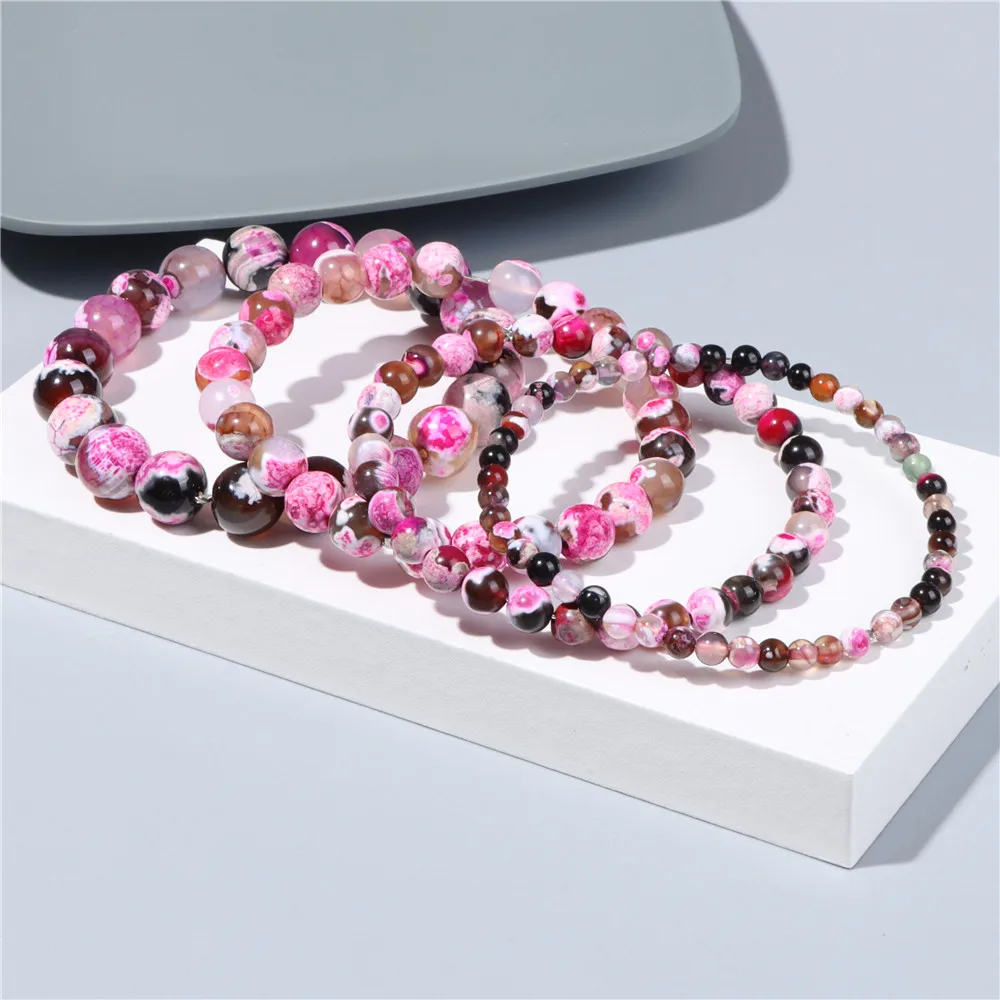 4/6/8/10мм Браслеты Рейки Записи Чакры Женщины Мужчины Агатовый Камень Бусинный Эластичный Браслет Целительный Браслет Йога Вечеринка Модные Украшения