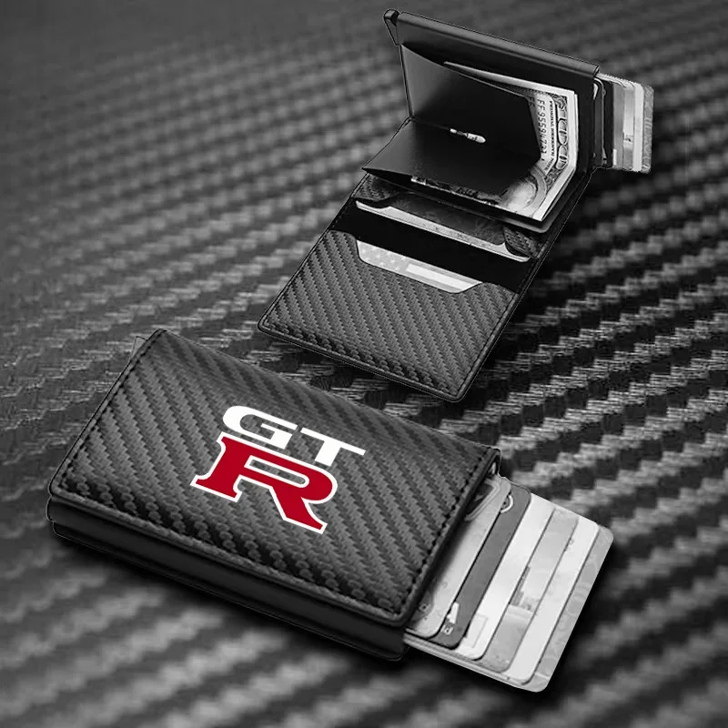

For Nissan GTR JDM R32 R33 Cardholder Carbon Fiber Rfid Credit Card Holder Men Wallets Bank Cardholder PU Leather Wallets 2023