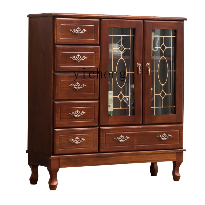 

XC Solid Wood Sideboard Dining Room Locker American Living Room Small Cabinet Cupboard Kitchen Tea Cabinet