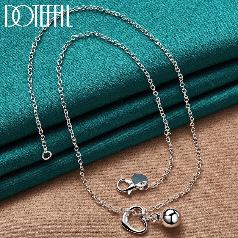 

Ожерелье DOTEFFIL из стерлингового серебра 925 пробы с подвеской в виде сердца из гладких бусин для женщин, модные ювелирные украшения для свадеб...