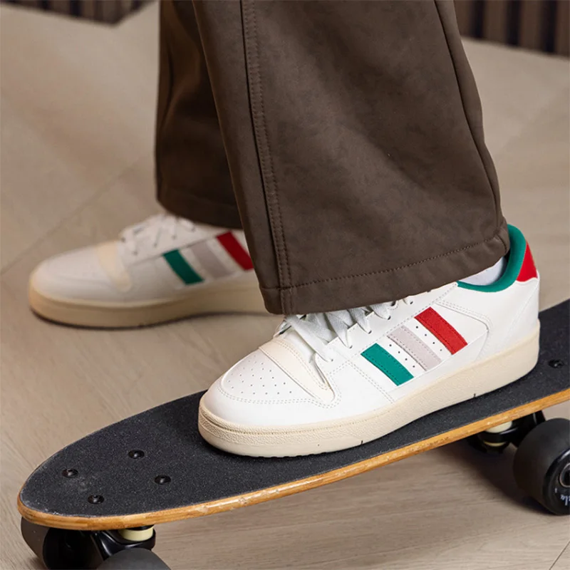 Фото Кроссовки adidas Off White Red Green Vintage Platform Skate Shoes, кожаные, с тремя полосками, низкие, в стиле ретро, повседневные, для мужчин и женщин KJ0840 №3