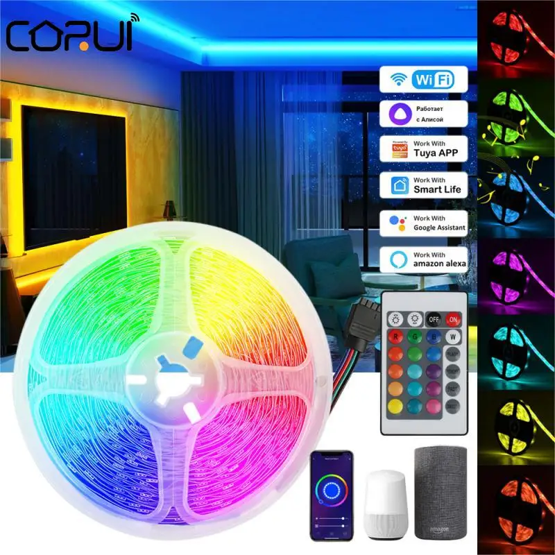 

CORUI Led Strip Light Tuya Smart WiFi/ Bluetooth/ IR RGB Tape 5050 Controller Adapter For Room Work With Alexa Google Home Alice
