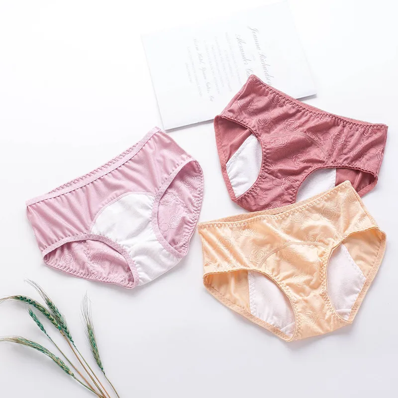 

3Pcs Pure Cotton Mid-waist Women's Sexy Menstrual Period Safety Breathable Super Elasticity Girls Briefs Physiological Underwear