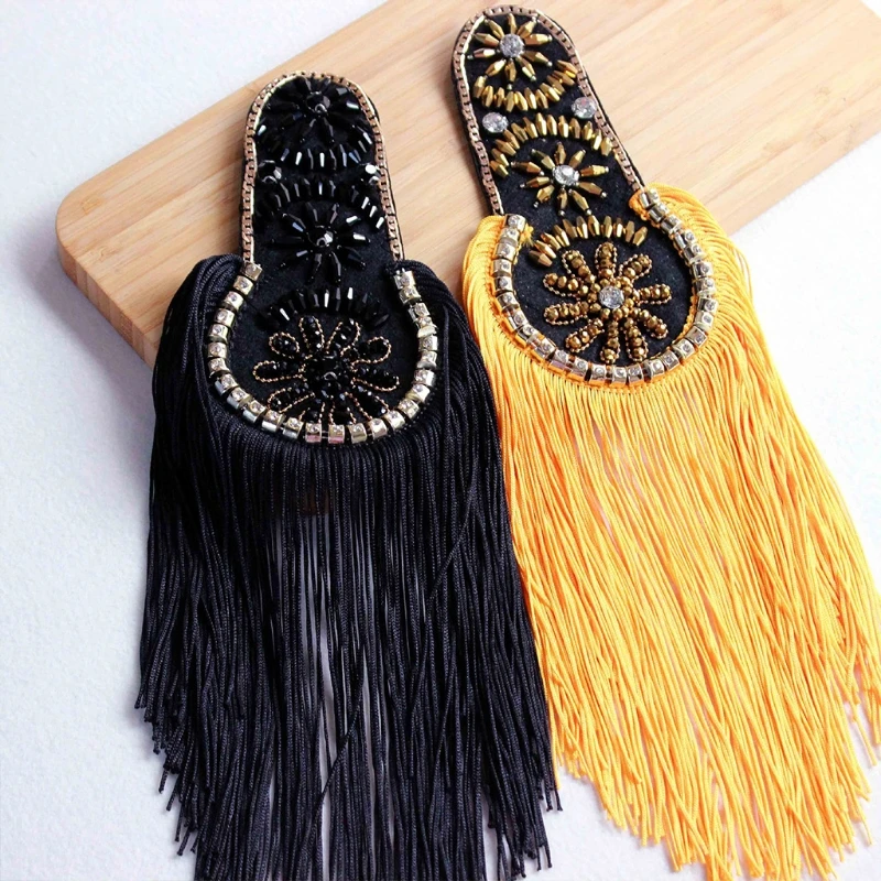 

652F Epaulet Shoulder Pads Punk Tassel Epaulet Shoulder Jewelry Chain Nightclub