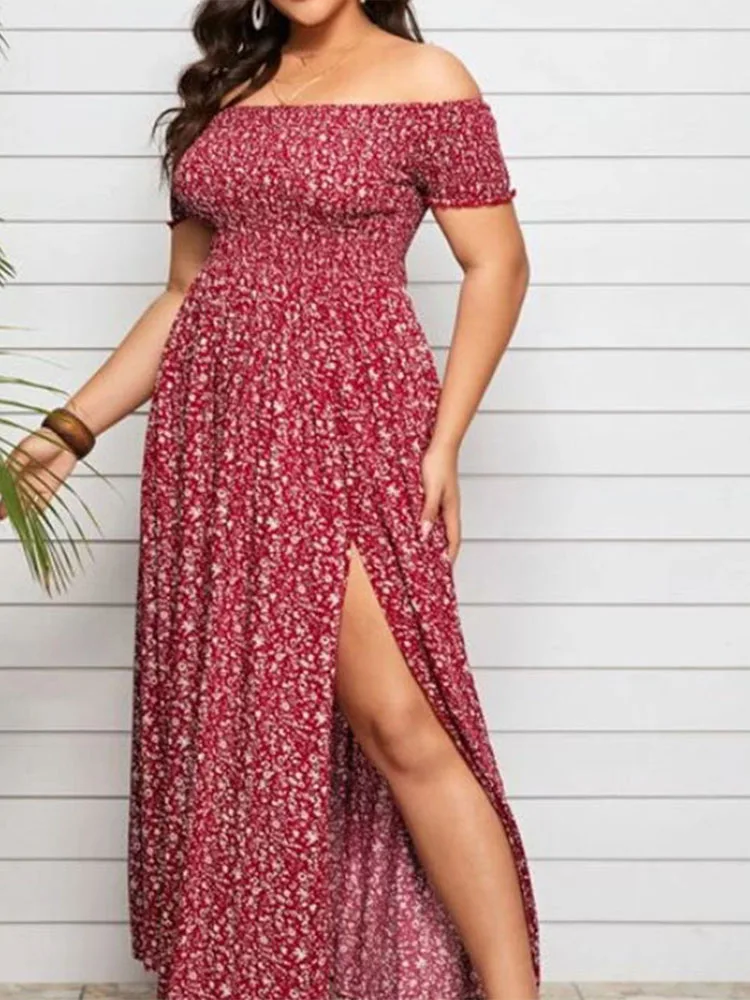 

Женское летнее платье с открытыми плечами, с цветочным принтом