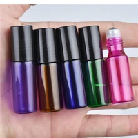 5ml amber roll glass on roller bottle with stainless steel refillable essential oils perfume bottles containers