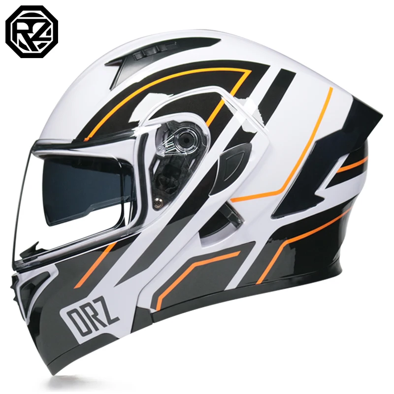 

ORZ Motorcycle Helmet Dual Lens Flip Racing Helmet Men's Knight Head Protector DOT Approved capacitance