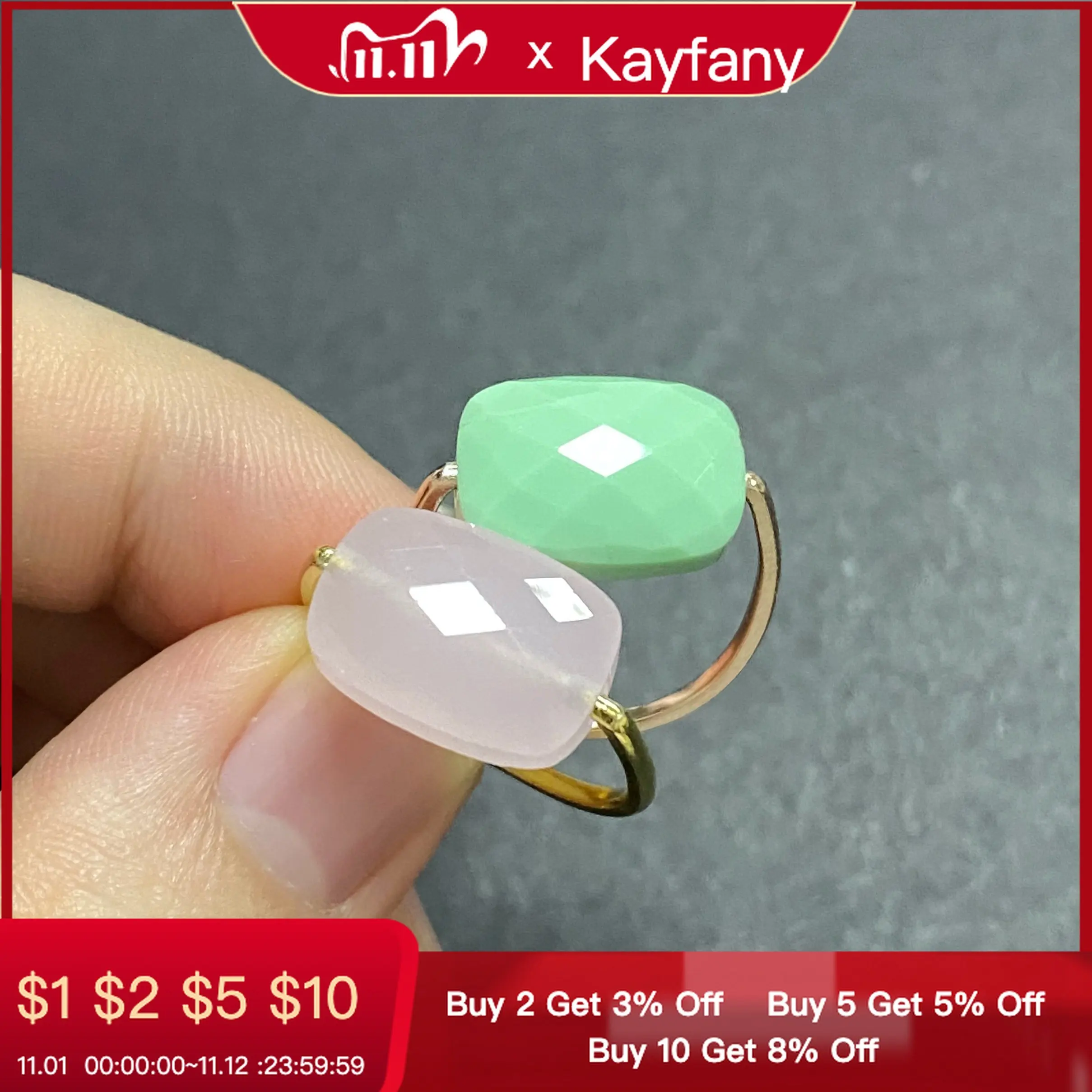 

Simple and Generous Crystal Oval Candy Ring Replaceable Crystal Stone Rotatable Super Slim Ring Base Candy Ring For Women Gift