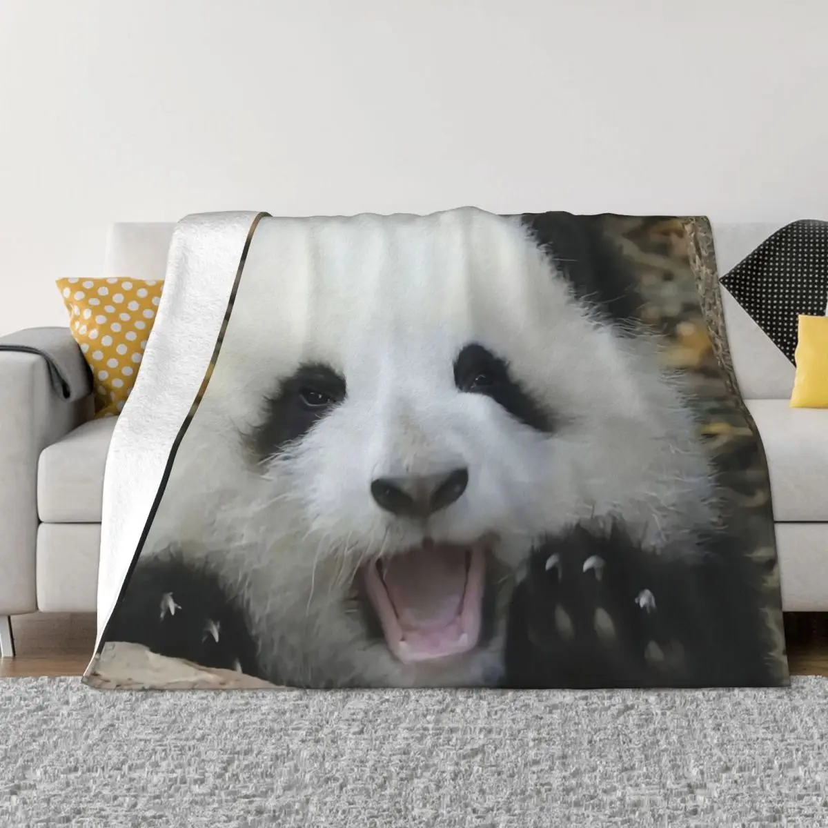 

Одеяло Huahua в виде панды, супертеплый фланелевый плед с защитой от пиллинга, роскошное постельное белье, для путешествий и кемпинга