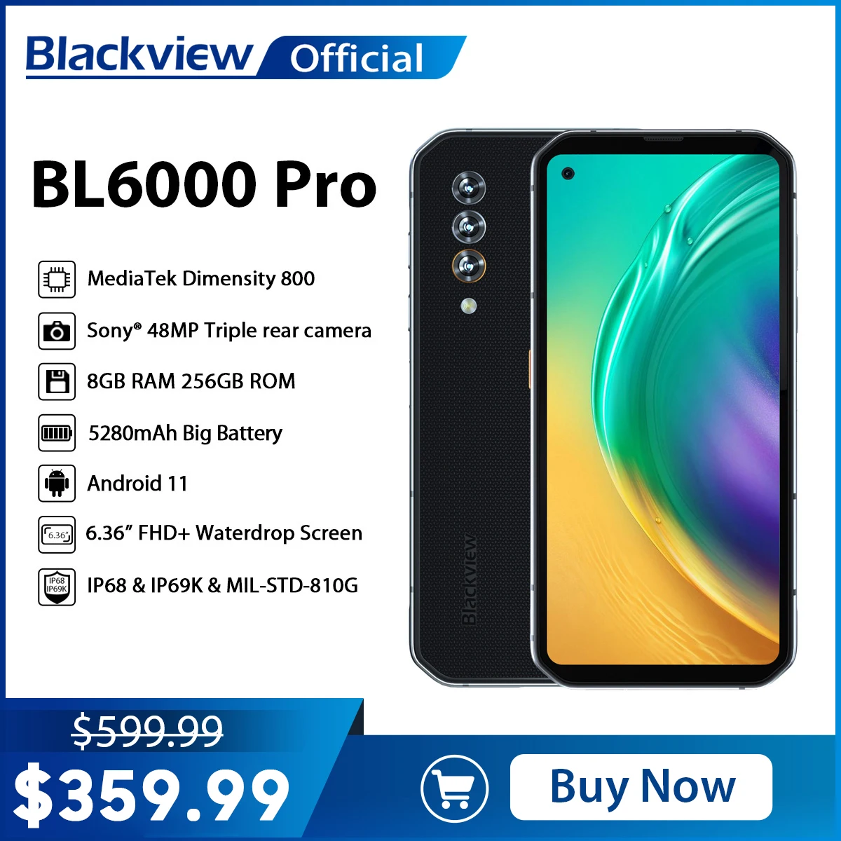 Blackview BL6000 Pro IP68 Waterproof 8GB+256GB Smartphone 48